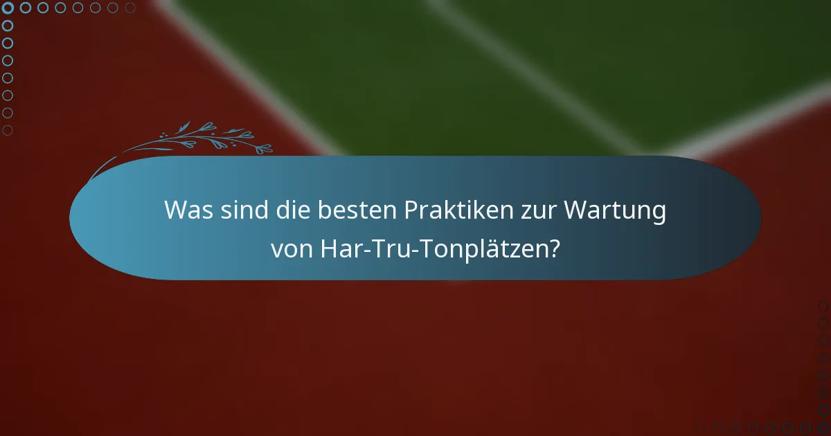 Was sind die besten Praktiken zur Wartung von Har-Tru-Tonplätzen?