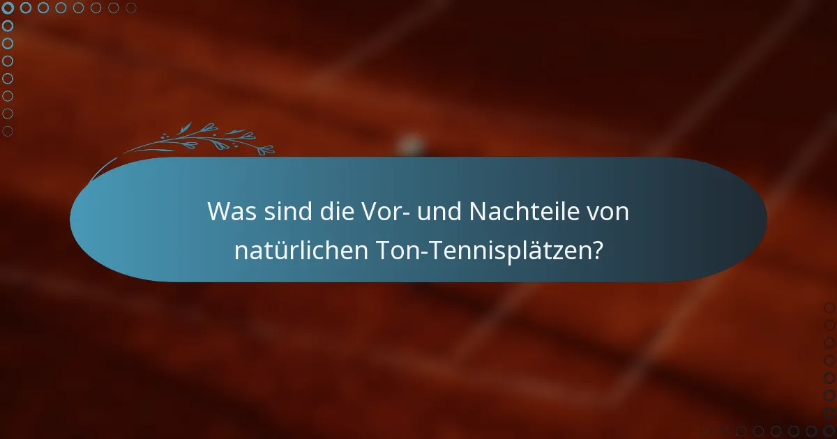 Was sind die Vor- und Nachteile von natürlichen Ton-Tennisplätzen?