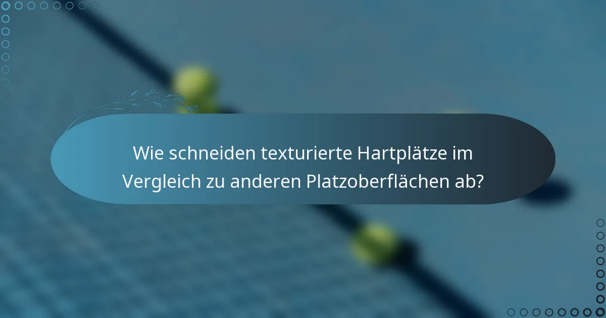 Wie schneiden texturierte Hartplätze im Vergleich zu anderen Platzoberflächen ab?